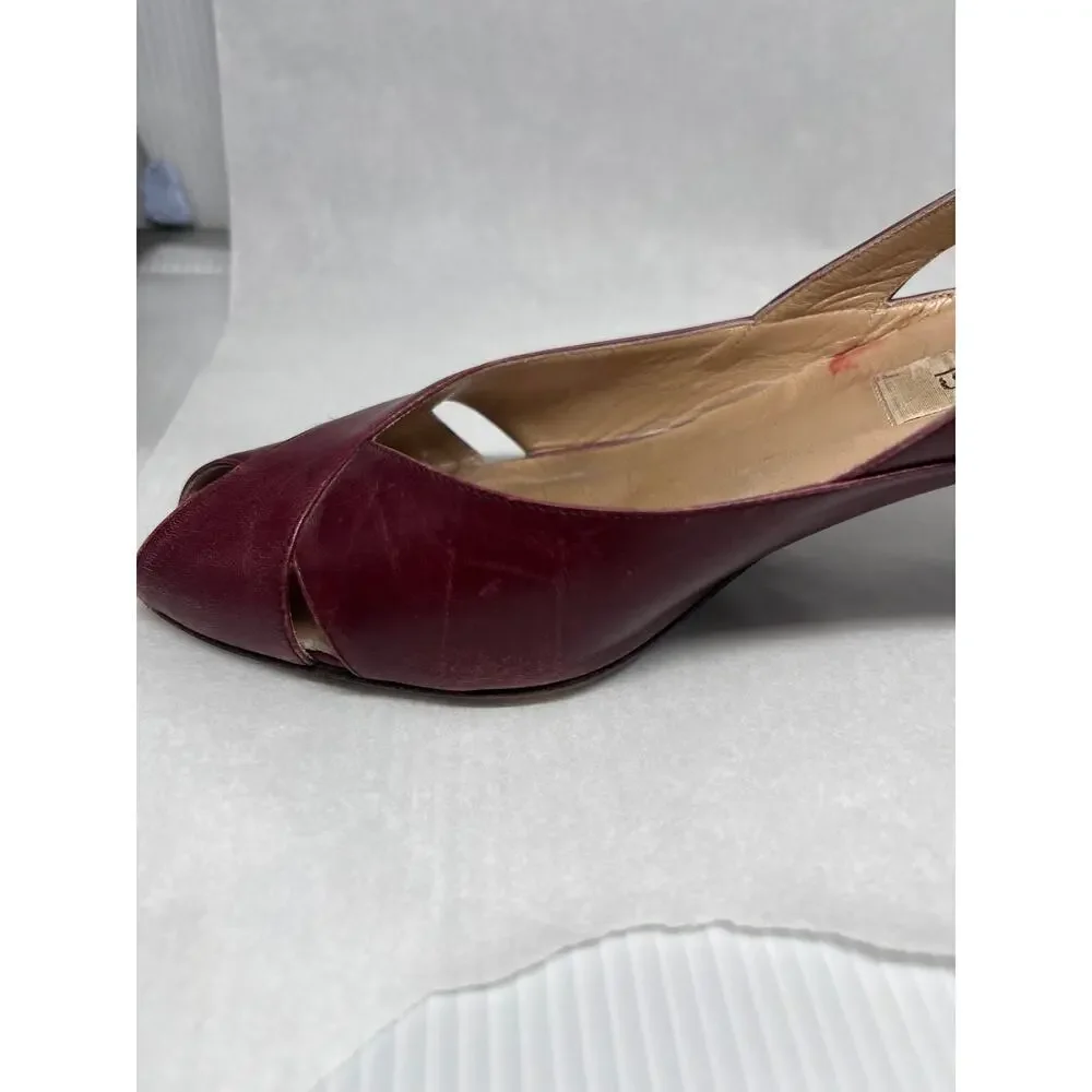 Wine Colored Peep Toe Italian Leather Pumps Nordstrom Brand Size 7